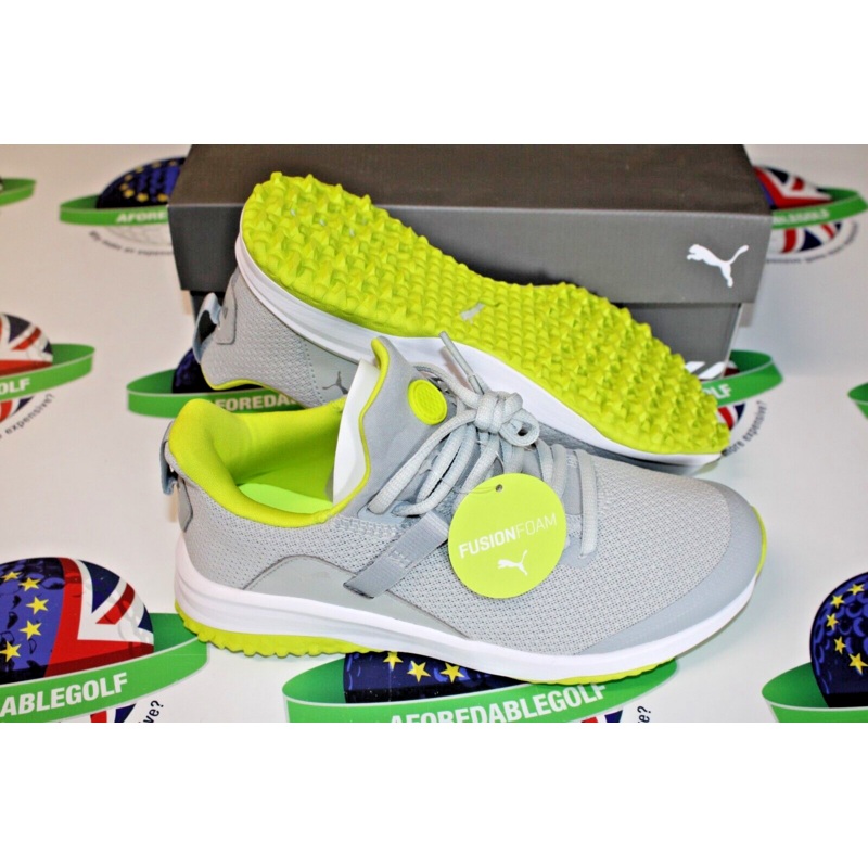 Puma Fusion Evo Junior Golf Shoes High Rise Lime Punch UK Size 4