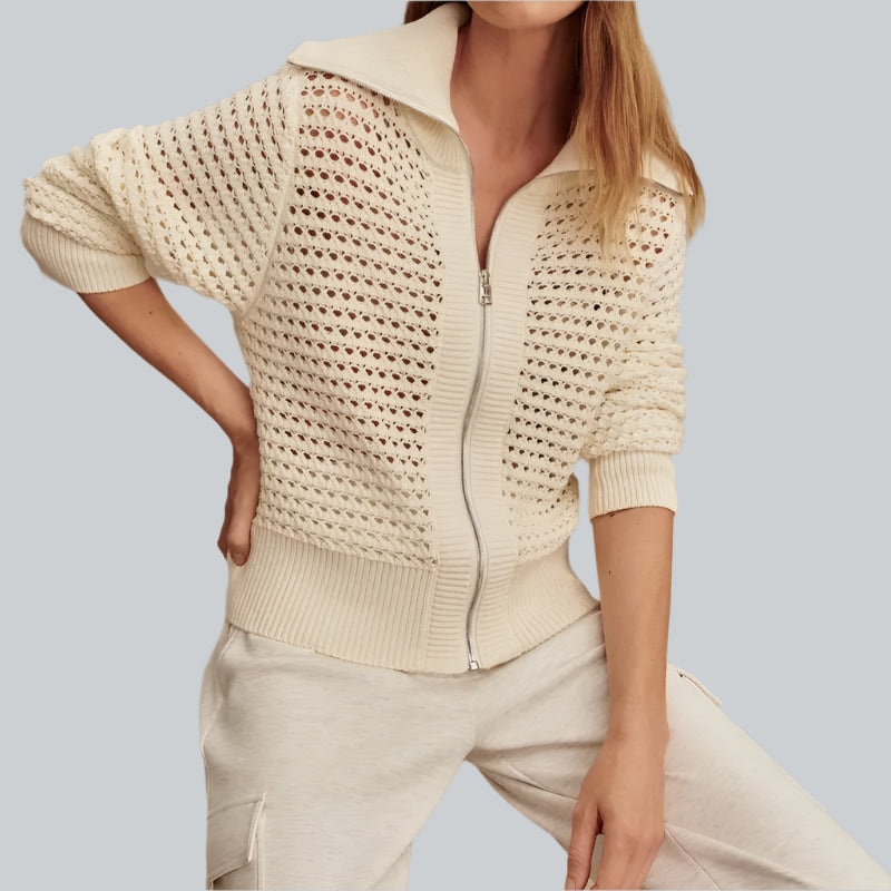 Varley Eloise Zip Knit Jacket – Egret