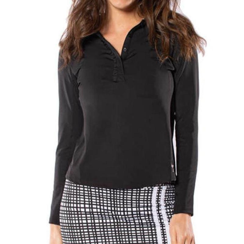 Golftini L/S Ruffle Polo – Black
