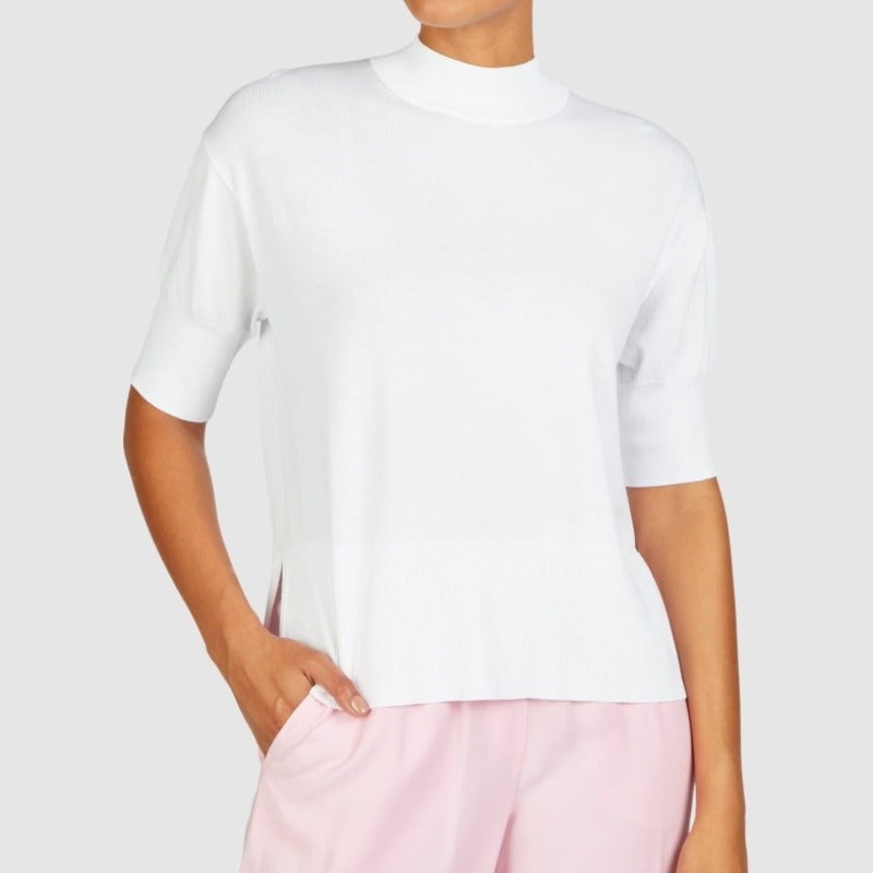 Marc Aurel Mock Neck S/S Sweater – White