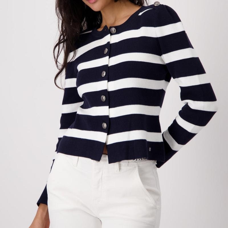 Monari Stripe Cardigan – Navy/White