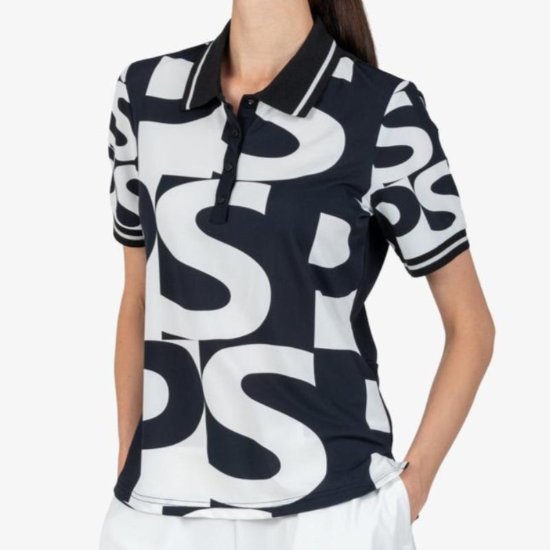 Sportalm Monogram Print S/S Polo – Black/White