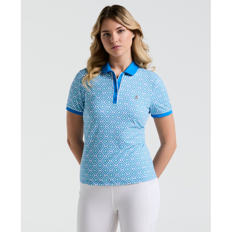 Women’s Printed Golf Polo|French Blue|XS|S|M|L|XL