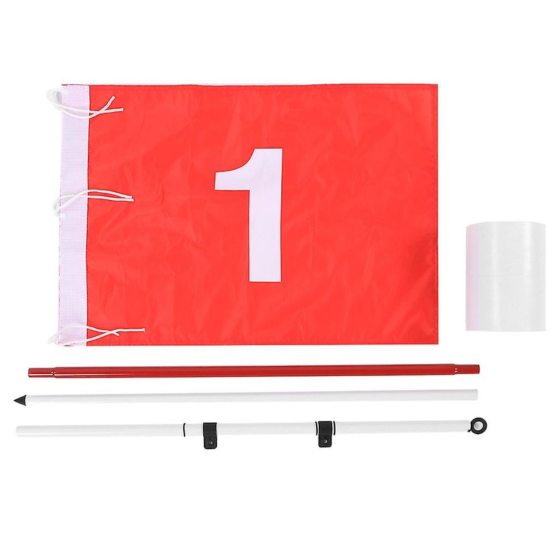 3 Sections Golf Divot Flagpole Removable Metal Bar Hole Cup Golf Course Set Nylon Flag