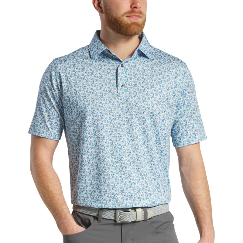 Allover Floral White w Blue/Emerald/Navy