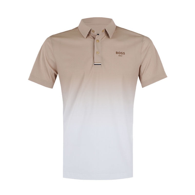 BOSS GOLF Shiny Gradient Men’s Polo (Dark Beige)