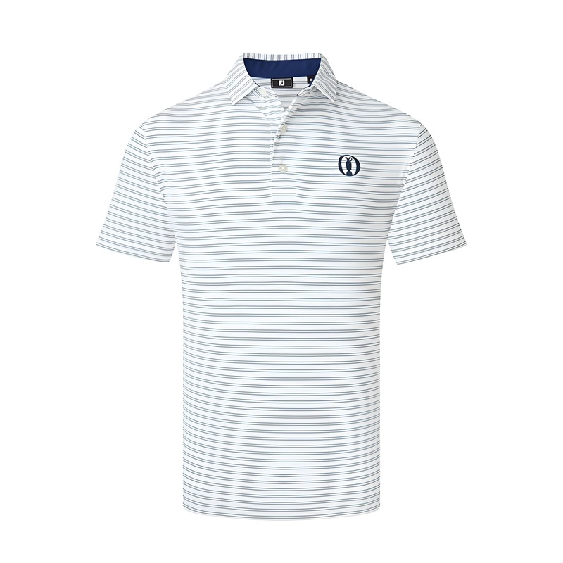 FOOTJOY 2025 Open Stripe Lisle Men’s Polo (White/Black)