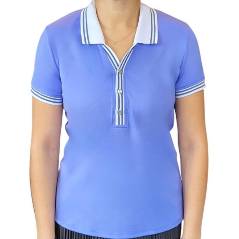 inPhorm Emma S/S Polo – Periwinkle/White