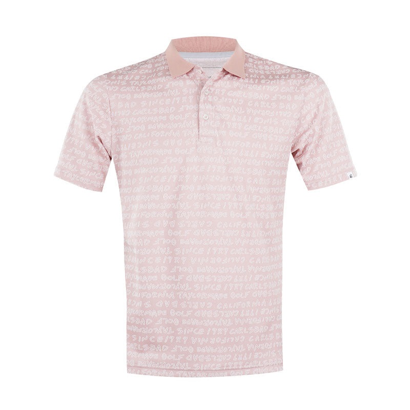 TAYLORMADE Wording Jacquard Men’s Polo (Pink)