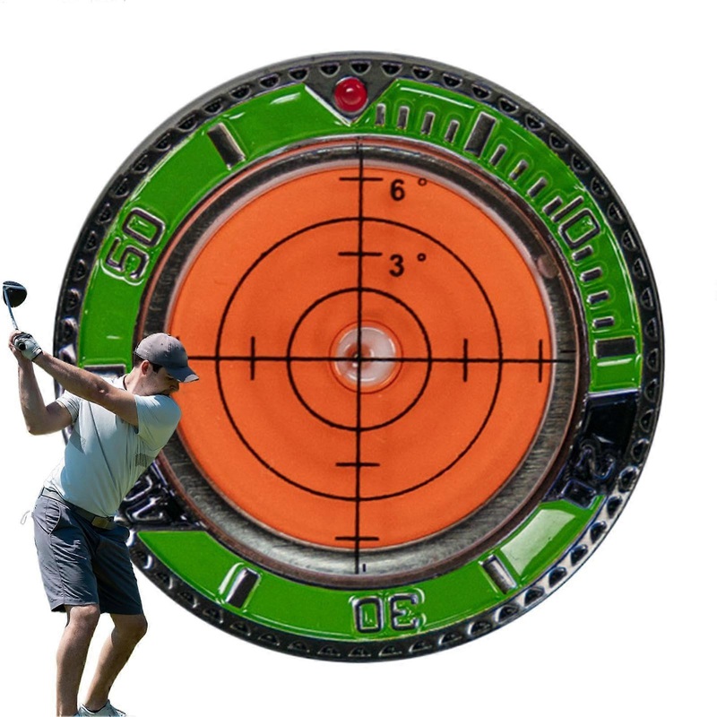 Ball Marker Green Golf Reader – Double Sided Reading Aid, Portable Training Tool for Golf, Football, Basketball, Green Rim, Orange