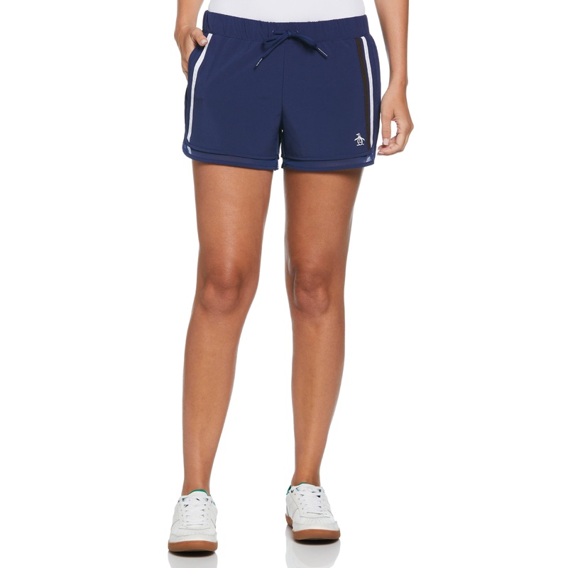 Women’s Mesh Hem Contrast Stripe Tennis Shorts
