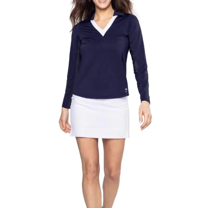 Golftini Say Yes L/S Polo – Navy/White