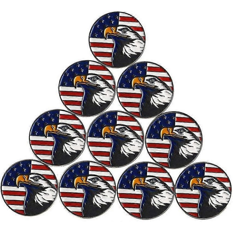 Lot Of 10 Golf Ball Markers Assorted Patterns – Soft Enamel Technique,eagle Ball Marker