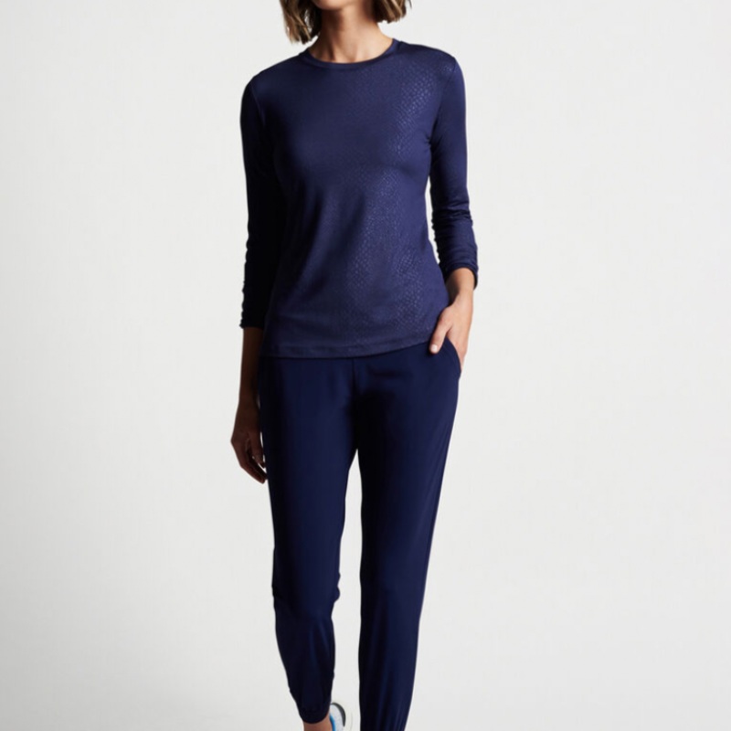 Peter Millar Embossed L/S Tee – Navy