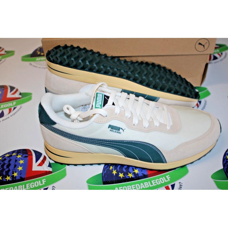 Puma Helsinki G Golf Shoes Frosted Ivory-Green-Light Straw UK Size 10.5