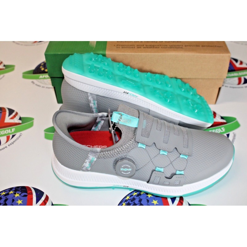 Skechers Ladies Go Golf Elite 5 Slip-On Golf Shoes Gray/Aqua UK Size 6.5