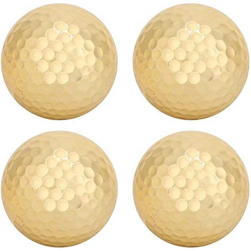 Vbest life 4Pcs Golf Balls Double Layer Golden Golf Balls for Golf Practice Training Accessory