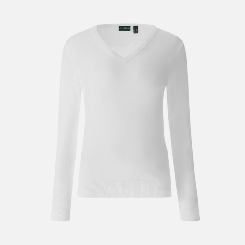 Chervo Nebbiolina Cotton V-Neck Sweater – White