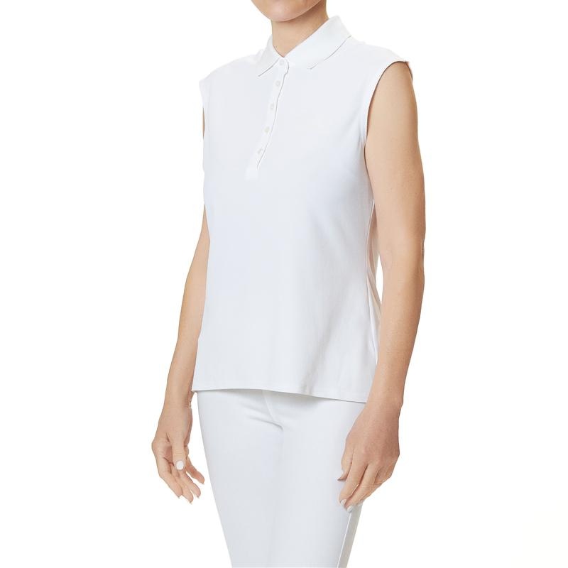 Devon Halsey Sleeveless Polo – White