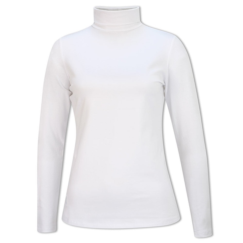 Glenmuir Ladies Long-Sleeve Cotton Roll Neck in White