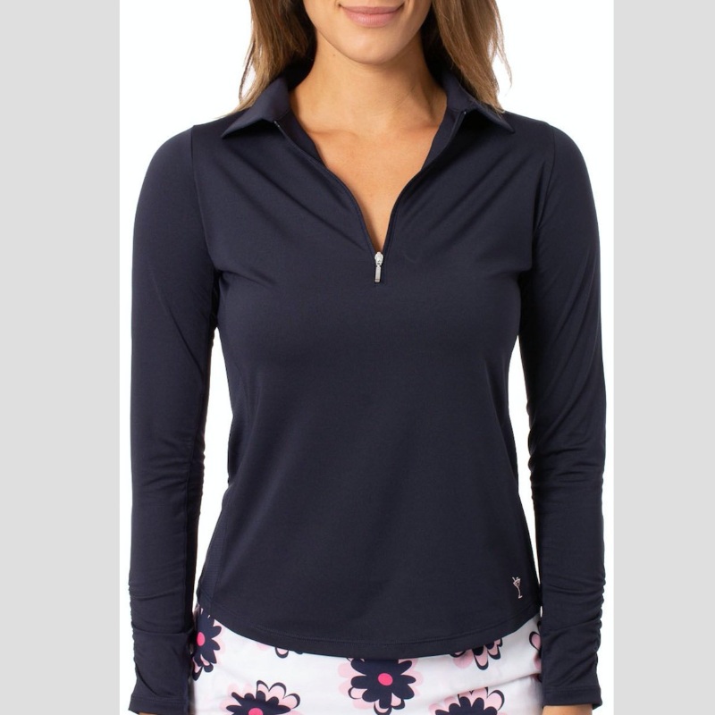 Golftini L/S Zip Tech Polo – Navy