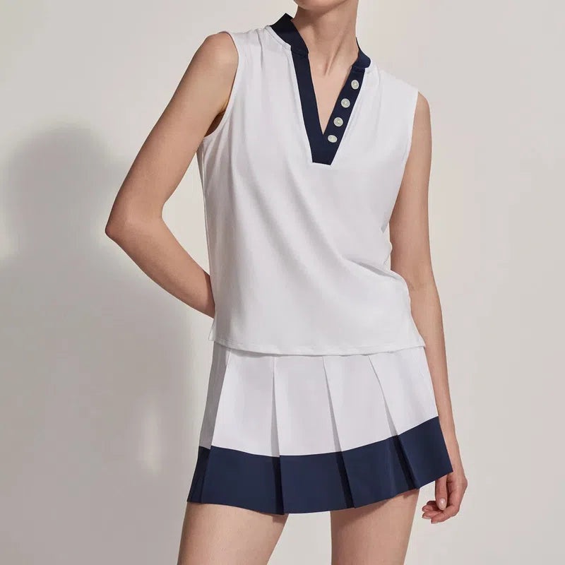 Varley Shelby Tank – White/Blue Nights