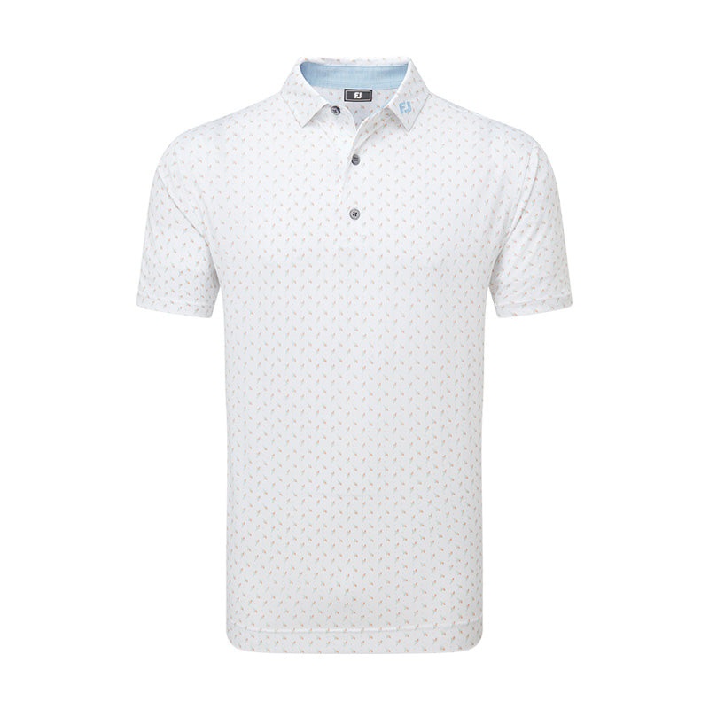 FOOTJOY Flower Bud Foulard Lisle Men’s Polo (White)