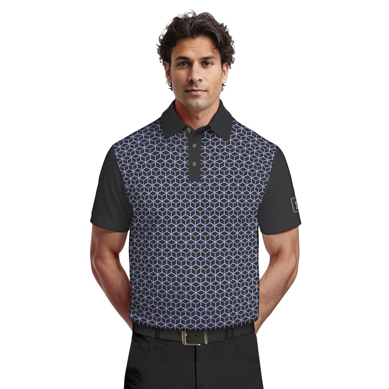 Men’s Color Block Print Golf Polo