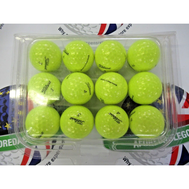 12 Titleist Pro V1 Optic Yellow Pearl/Pearl 1 Grade Golf Balls
