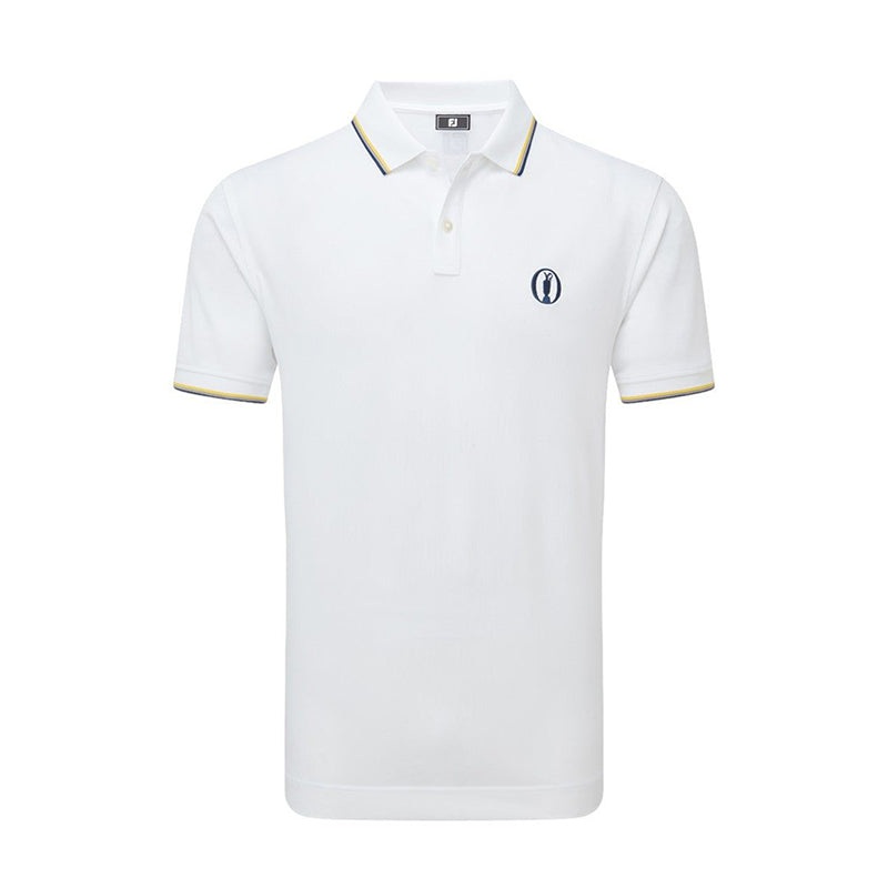 FOOTJOY Solid With Trim Pique Men’s Polo (White)