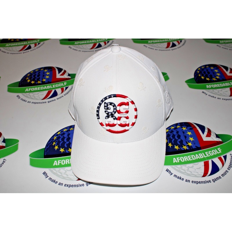 G-Fore U.S.A Skull & Crossbones White Snap Back Adjustable Golf Cap