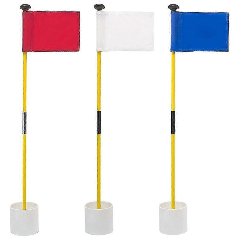 3-Piece Golf Hole Pole Cup Flag Sticks Set for Backyard Practice