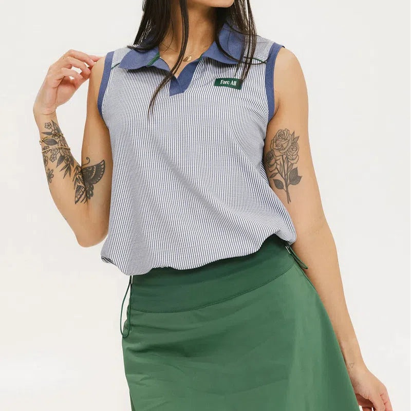 Fore All Pauline S/L Polo – Indigo Stripe
