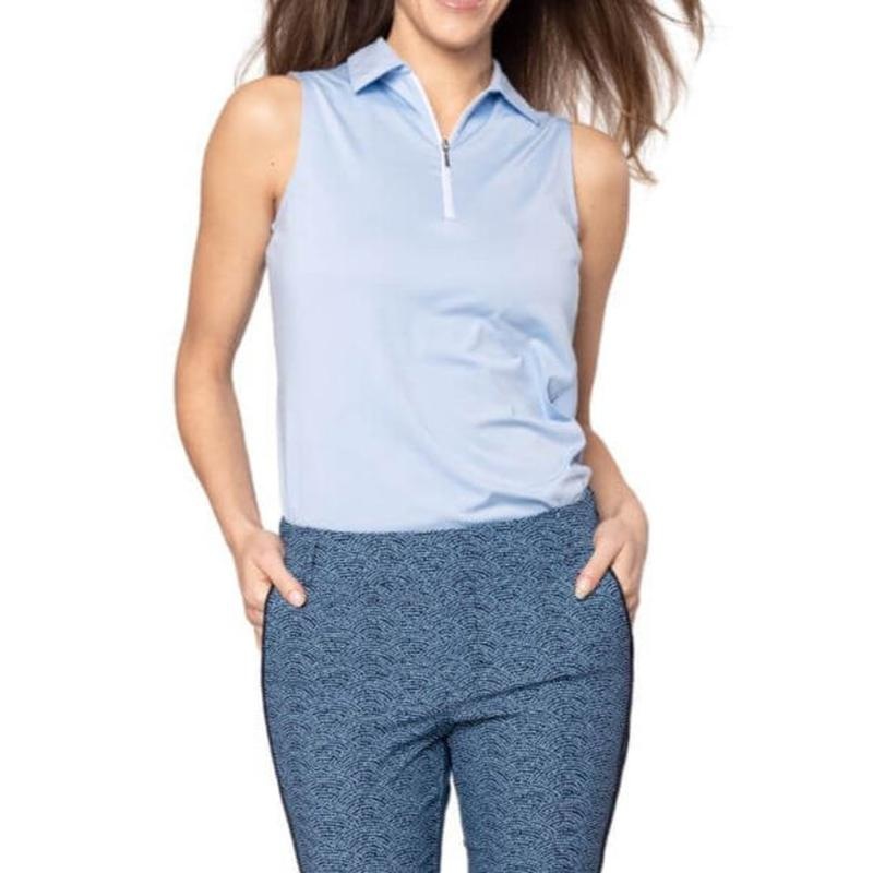 Golftini S/L Zip Tech Polo – Seersucker Blue