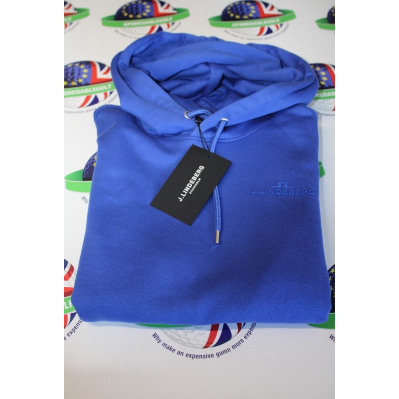 J.Lindeberg Alpha Pima Cotton Hooded Top Club Blue UK Size Medium