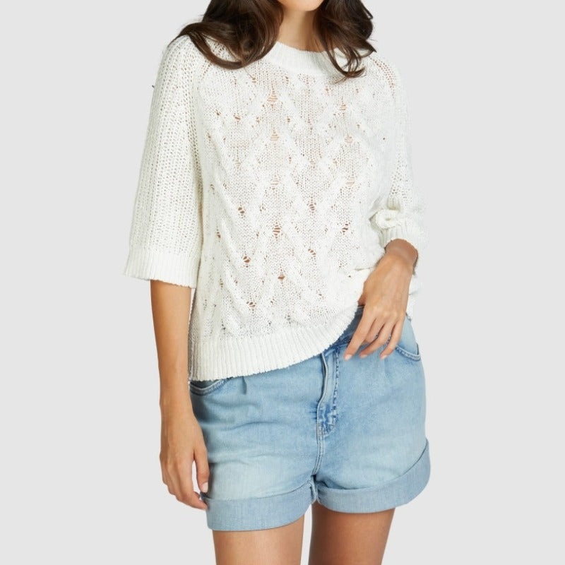 Marc Aurel Cable S/S Sweater – White
