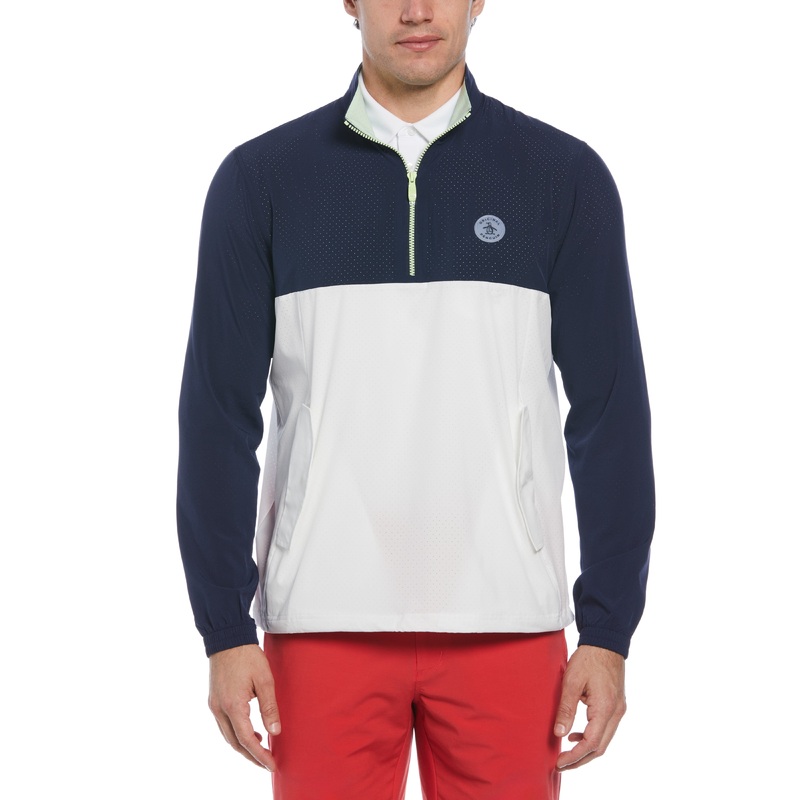 Men’s Lightweight 1/4 Zip Color Block Long Sleeve Golf Windbreaker