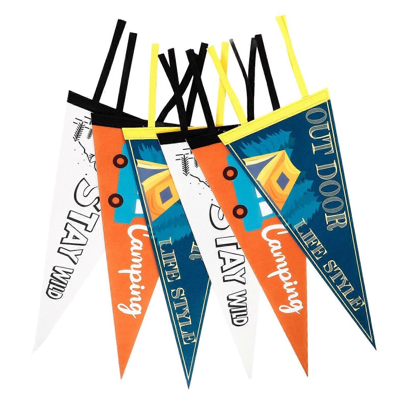 Triangular Small Bunting Flag Portable Camping Flag For Engagements Multi 42.00X20.00X0.10cm Reusable 6Pcs