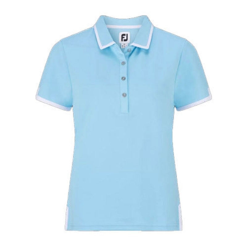 FootJoy Women’s Stretch Pique Trim Polo – Blue/White