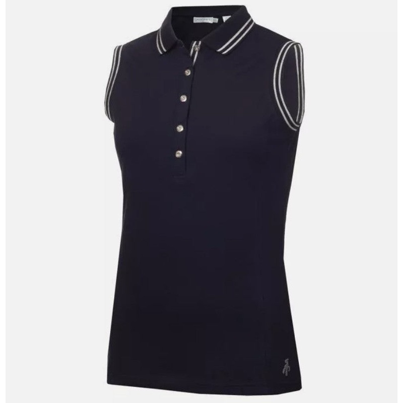 Green Lamb Ladies Maisie Pique S/L Golf Polo Shirt Navy UK Size 16