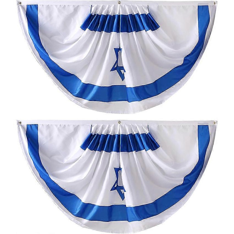 Israel Israeli Pleated Fan Flag Bunting Banner Indoor Outdoor Front Porch Decorations Patriotic Holiday Celebrations