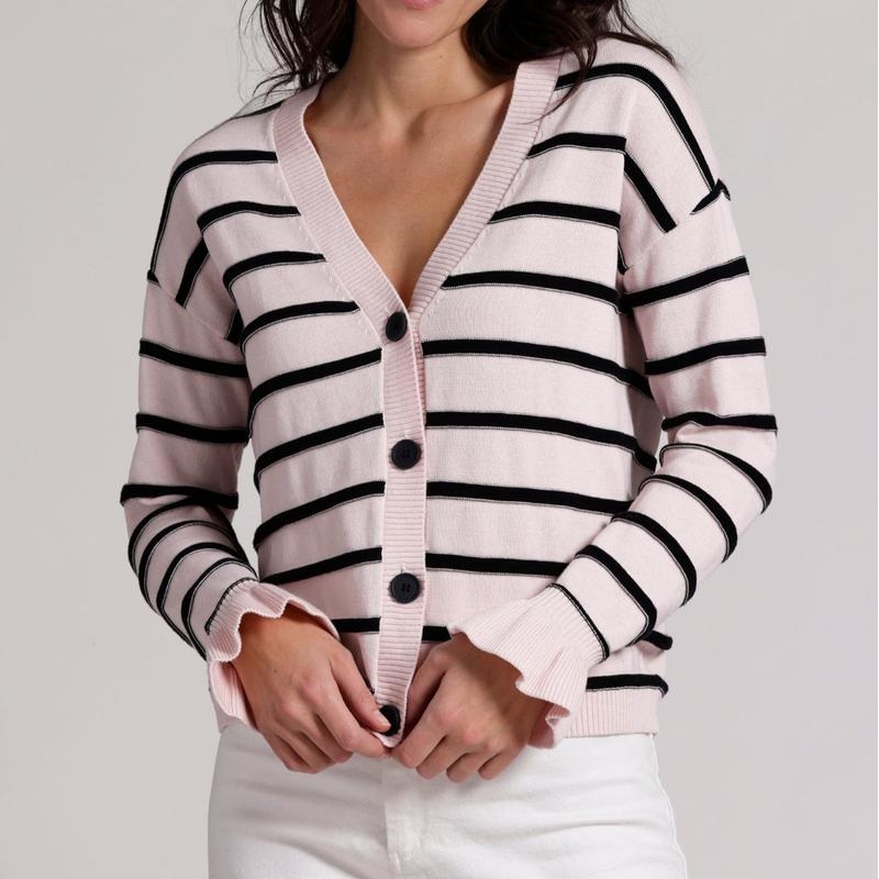 Minnie Rose Stripe Cardigan – Pink/Black