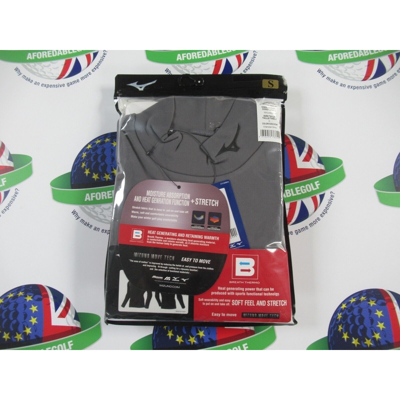 Mizuno Breath Thermo Biogear Base Layer Charcoal Grey UK Size Small