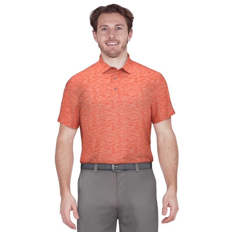 Big & Tall Heather Linear Print Golf Polo