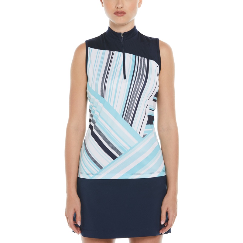 Women’s Color Block Party Golf Shirt with Asymmetrical Mesh Insert