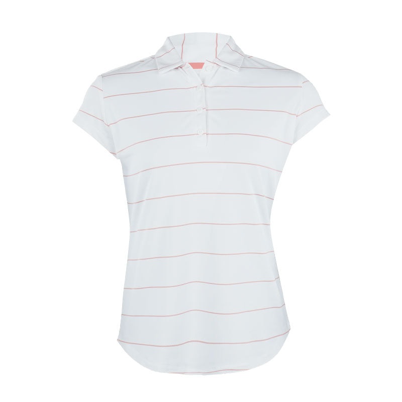 FOOTJOY Cap Sleeve Pinstripe Women’s Polo (White/Peach)