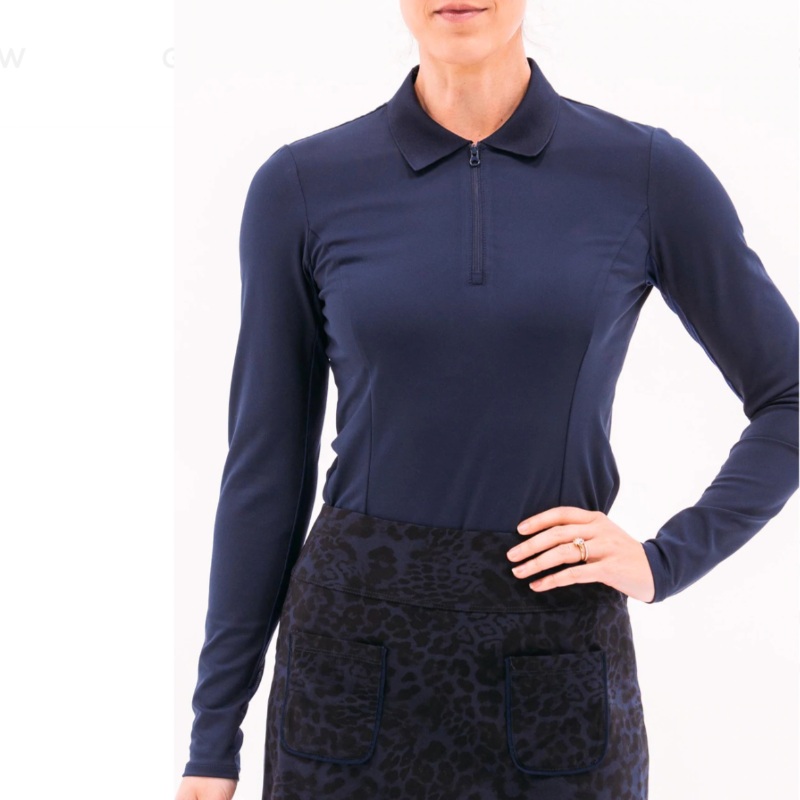 Foray Golf L/S Mesh Inset Polo – Navy