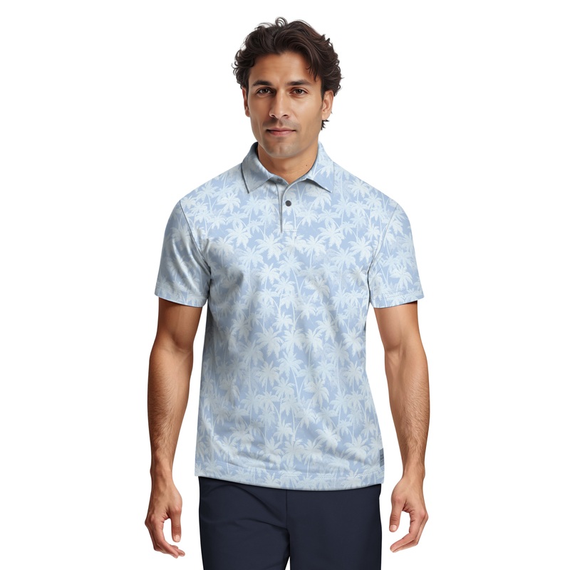 Men’s All-Over Geo Palm Print Golf Polo