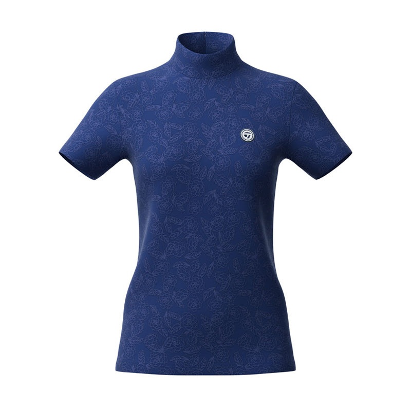 TAYLORMADE Flower Jacquard Women’s Mock Shirt (Navy)