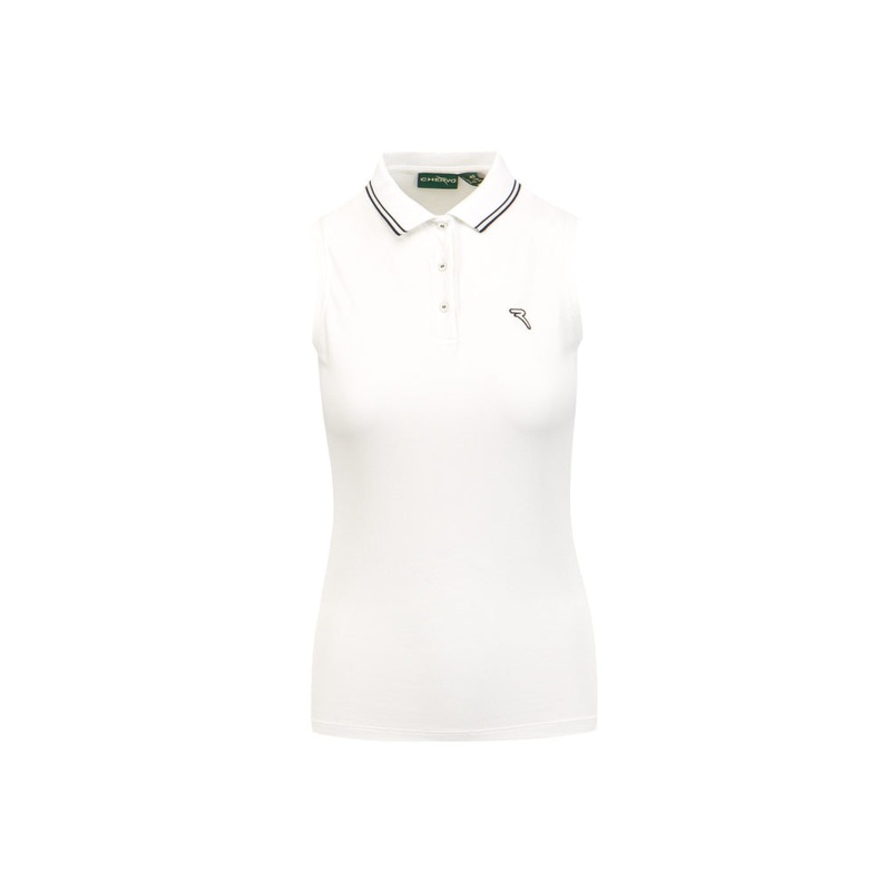 Amaca Sleeveless Polo|White/Blue|Sugar Paper|S|M|M/L|L